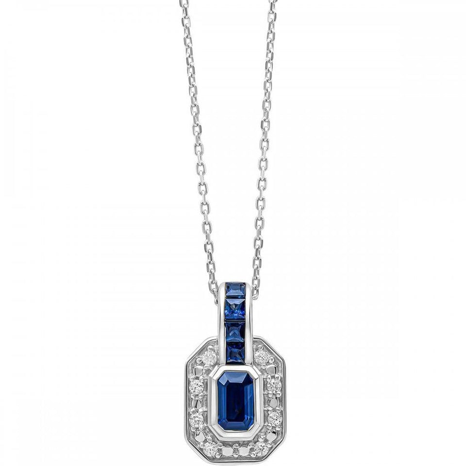 Francis & Gaye 9ct White Gold Diamond and Sapphire Necklace