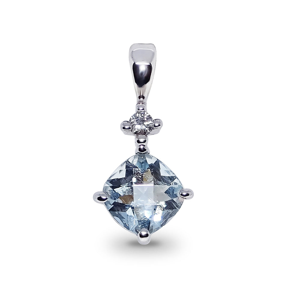 Francis & Gaye 9ct White Gold Diamond & Aquamarine Pendant