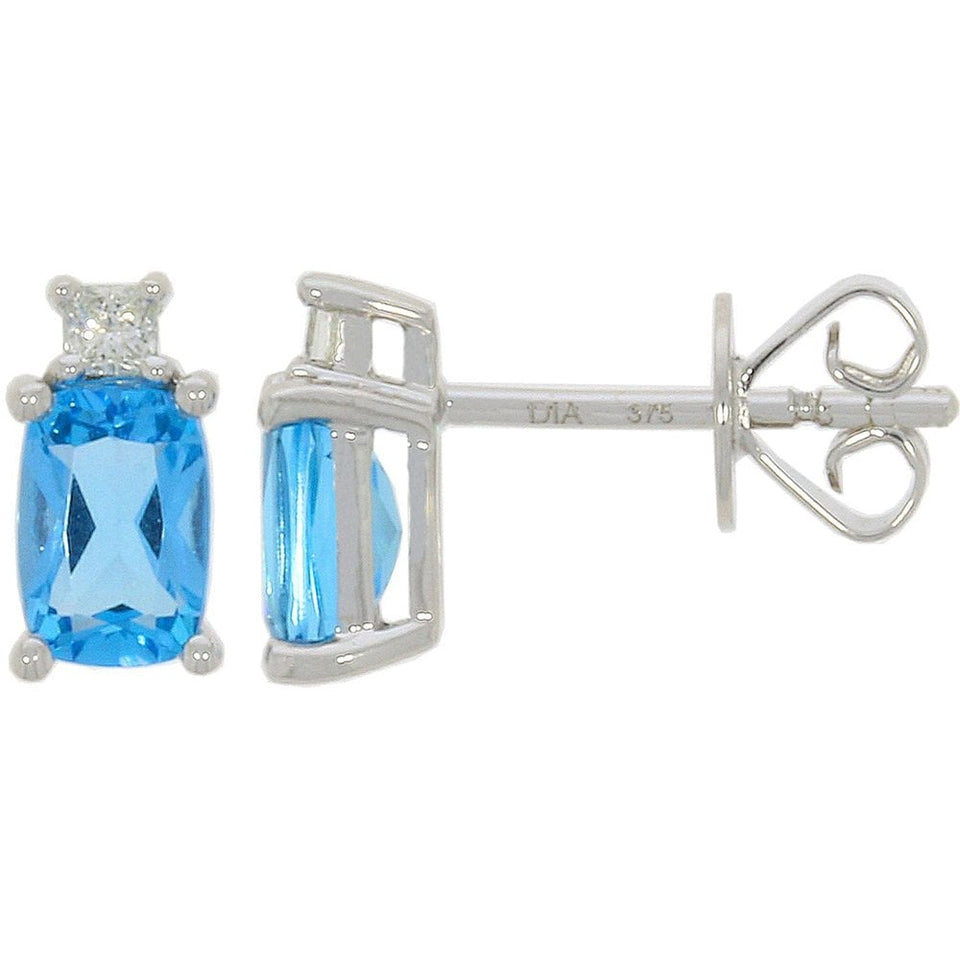 Francis & Gaye 9ct White Gold Diamond & Blue Topaz Earrings
