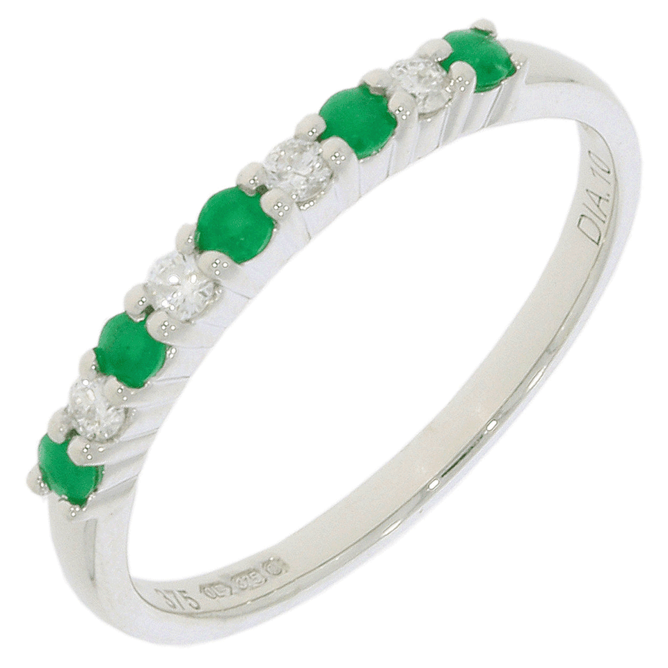 Francis & Gaye 9ct White Gold Emerald & Diamond Eternity Ring - Size 'N'