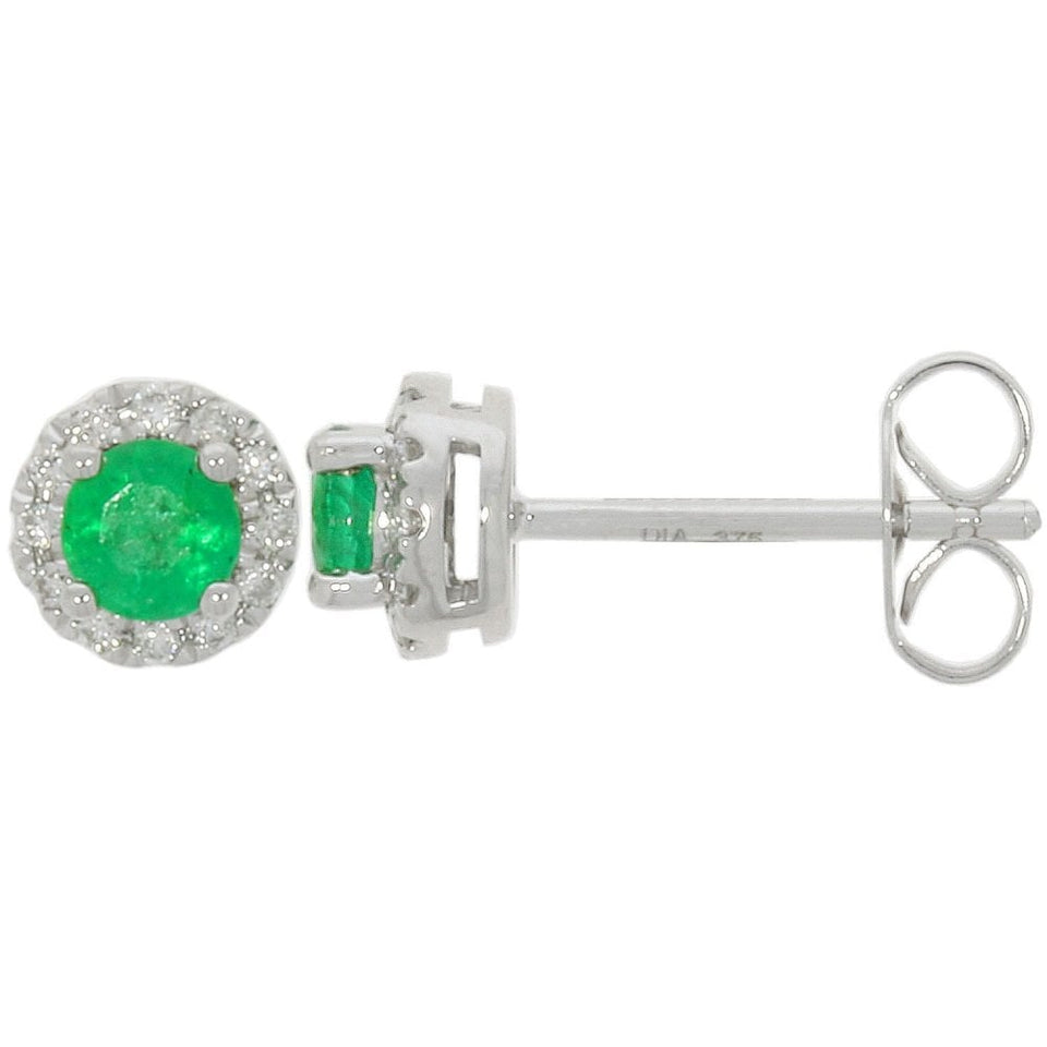 Francis & Gaye 9ct White Gold Emerald & Diamond Halo Earring Studs