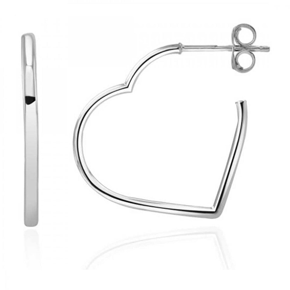 Francis & Gaye 9ct White Gold Heart Hoops