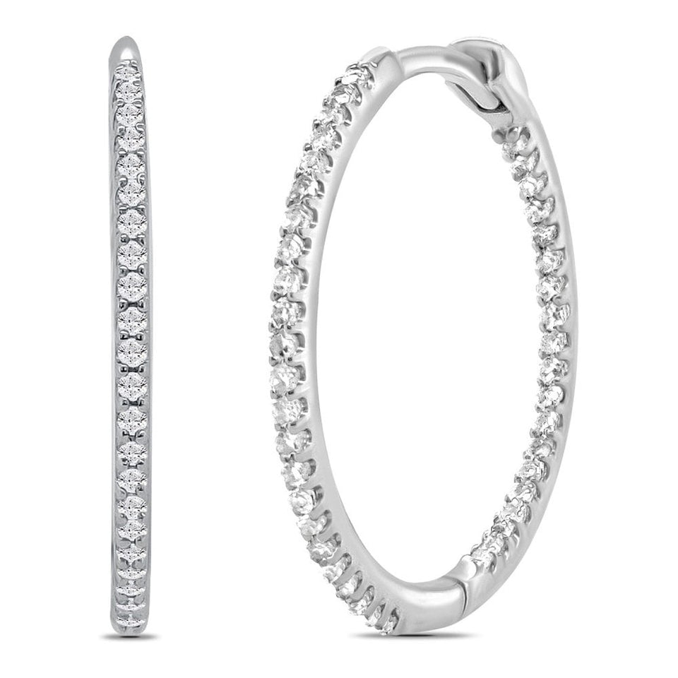 Francis & Gaye 9ct White Gold Inside Out Diamond Earring Hoops