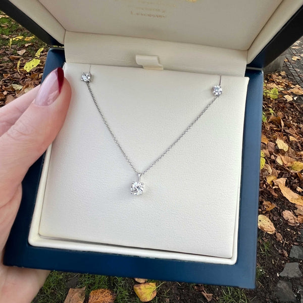 Francis & Gaye 9ct White Gold Certified Laboratory Created Diamond 0.50ct Earring & Pendant Set