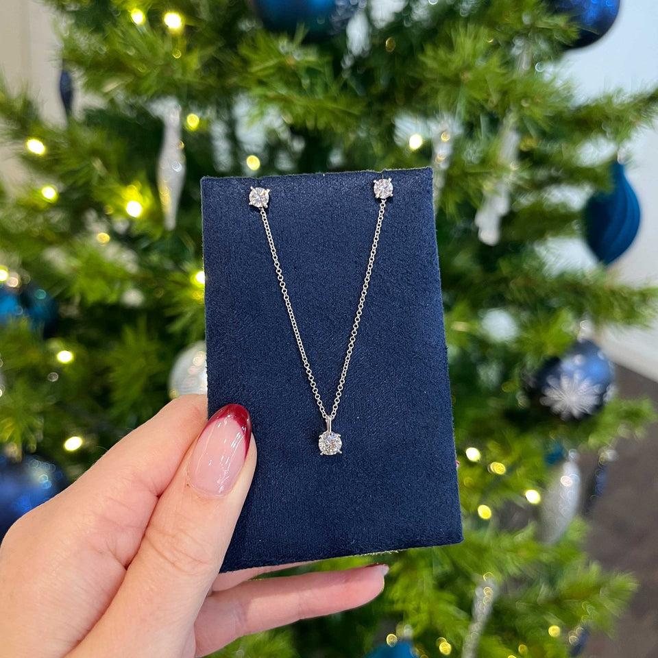 Francis & Gaye 9ct White Gold Certified Laboratory Created Diamond 0.50ct Earring & Pendant Set