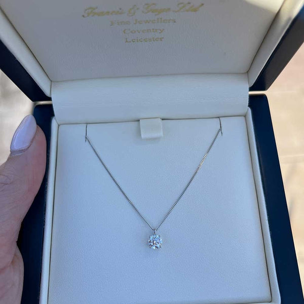 Francis & Gaye 9ct White Gold Laboratory Created Diamond Solitaire Necklace