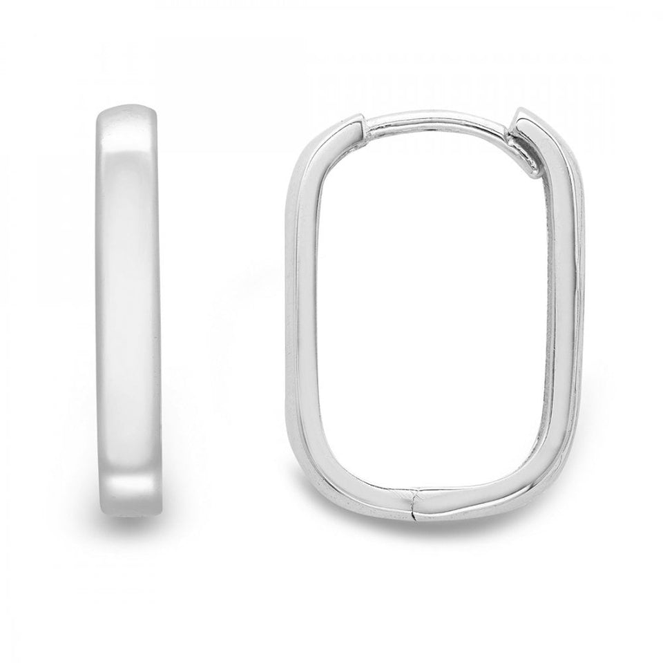 Francis & Gaye 9ct White Gold Large Squared Oval Earring Hoops