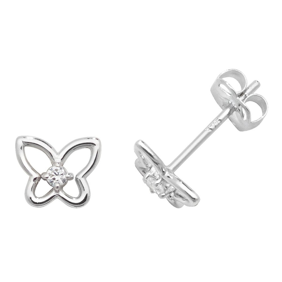 Francis & Gaye 9ct White Gold Open Butterfly Stone Earrings