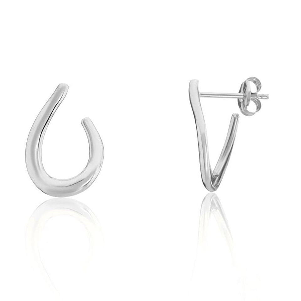 Francis & Gaye 9ct White Gold Open Curved Earrings