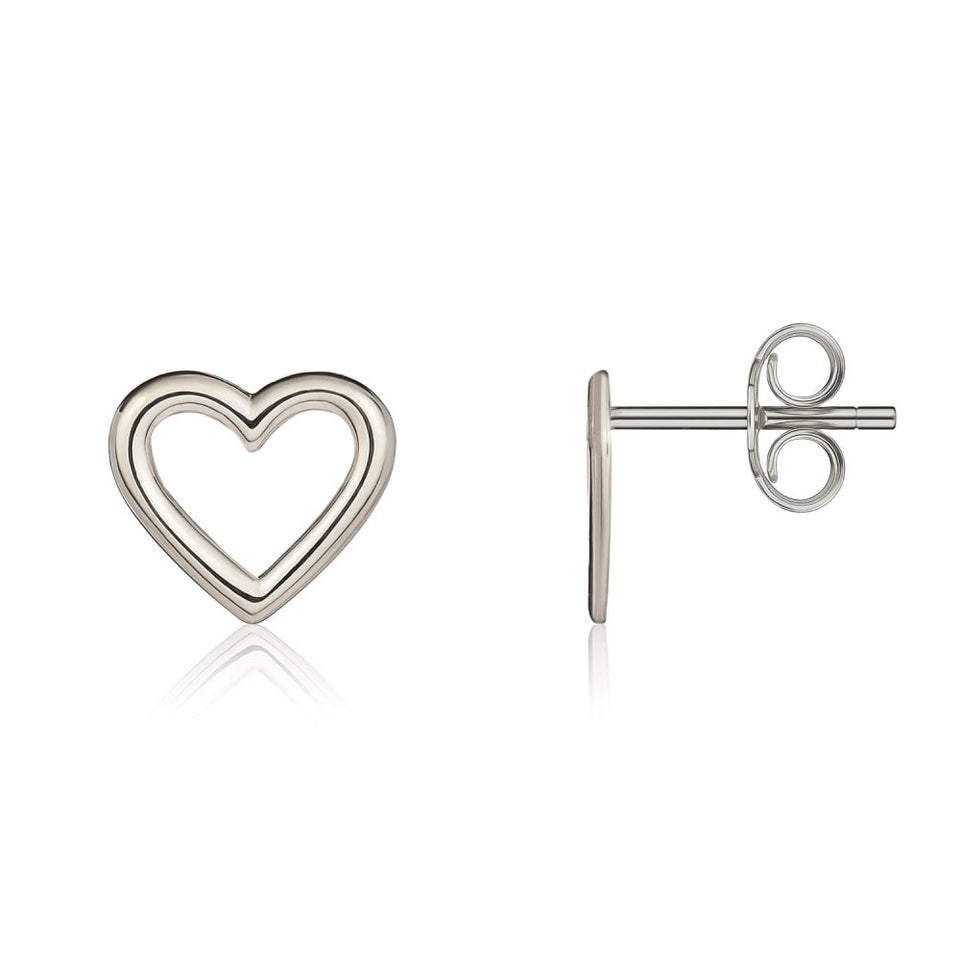 Francis & Gaye 9ct White Gold Open Heart Stud Earrings