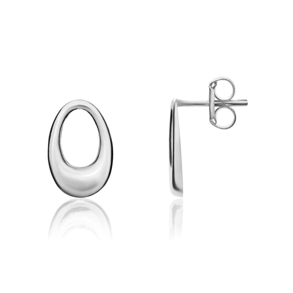 Francis & Gaye 9ct White Gold Open Oval Earring Studs