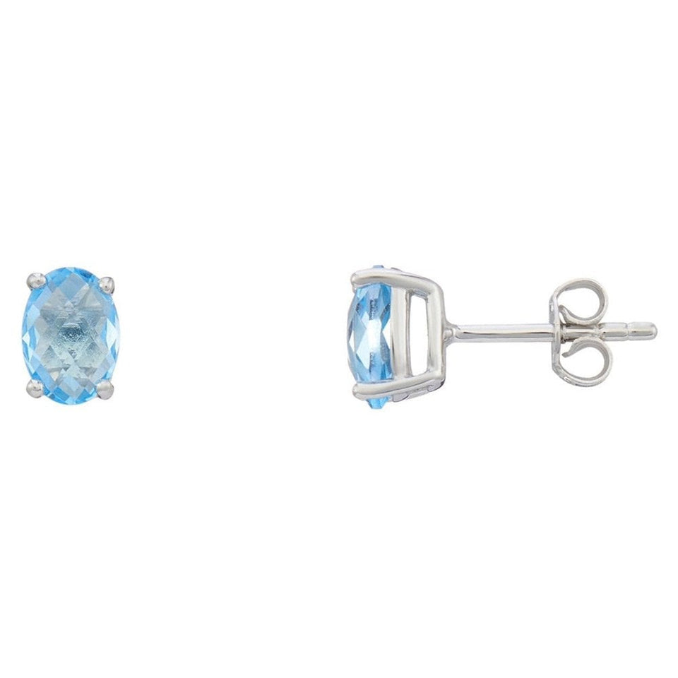 Francis & Gaye 9ct White Gold Oval Blue Topaz Earring Studs