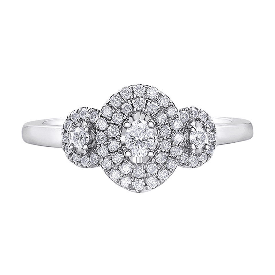 Francis & Gaye 9ct White Gold Oval Diamond Cluster Ring