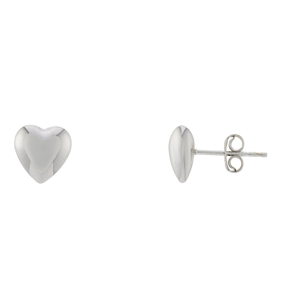 Francis & Gaye 9ct White Gold Plain Heart Earrings