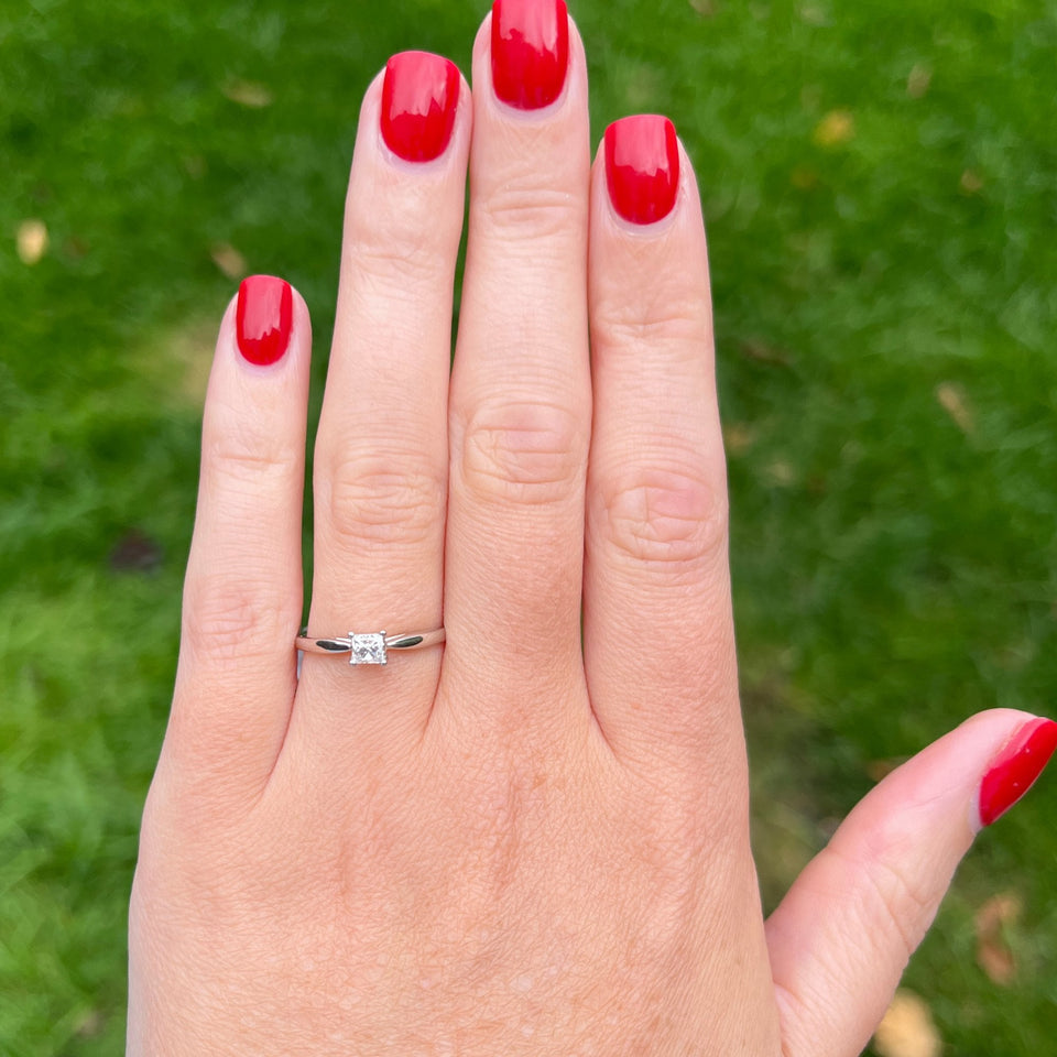 Francis & Gaye 9ct White Gold Princess Cut Diamond Solitaire Ring