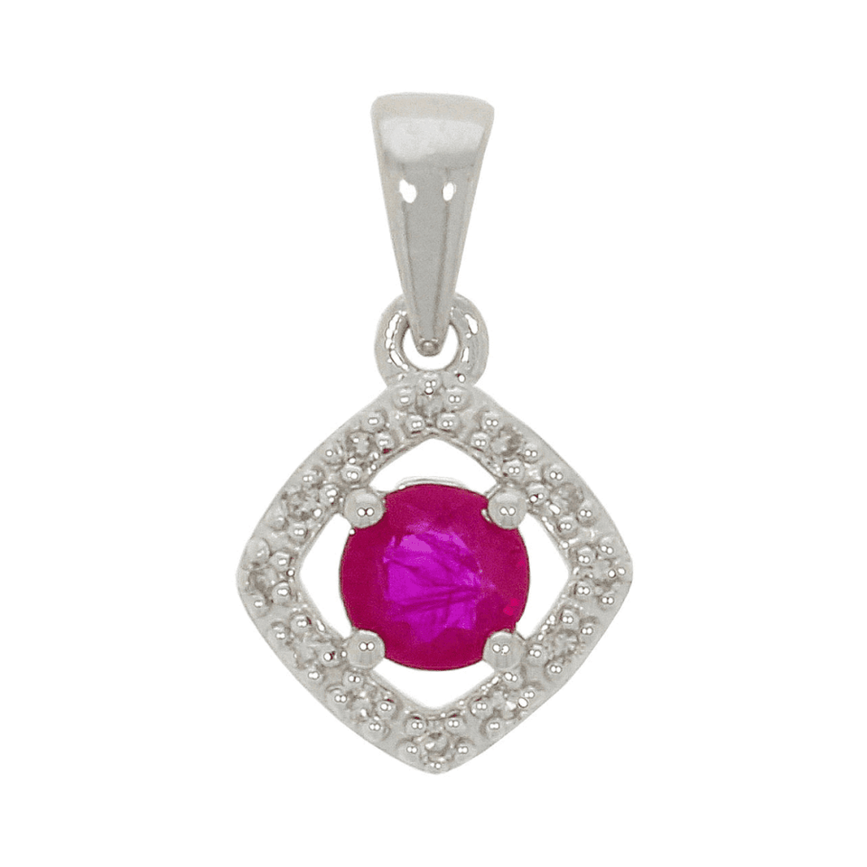Francis & Gaye 9ct White Gold Ruby and Diamond Pendant