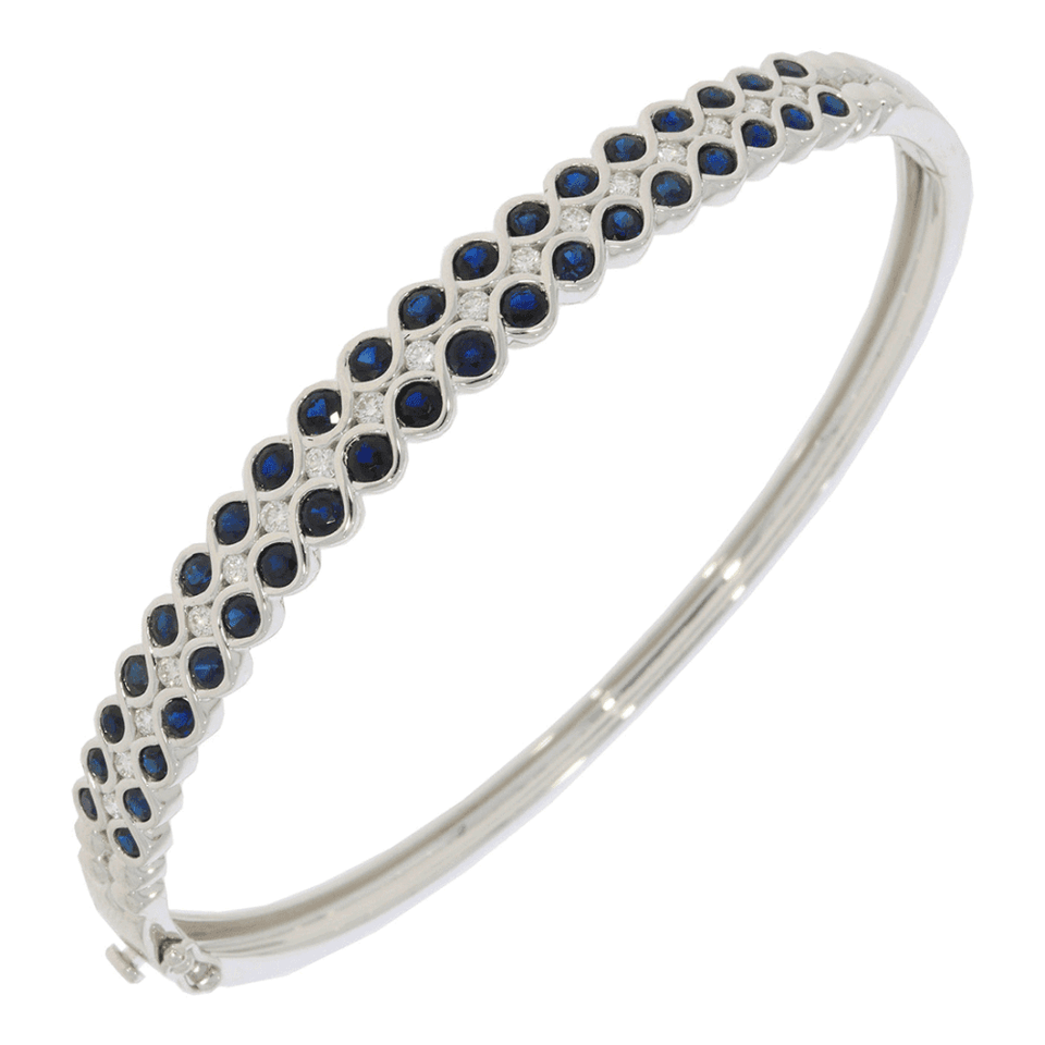 Francis & Gaye 9ct White Gold Sapphire and Diamond Bangle