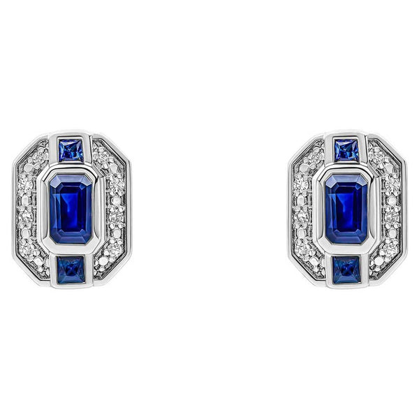 Francis & Gaye 9ct White Gold Sapphire & Diamond Set Earrings