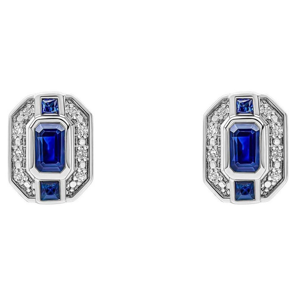 Francis & Gaye 9ct White Gold Sapphire & Diamond Set Earrings
