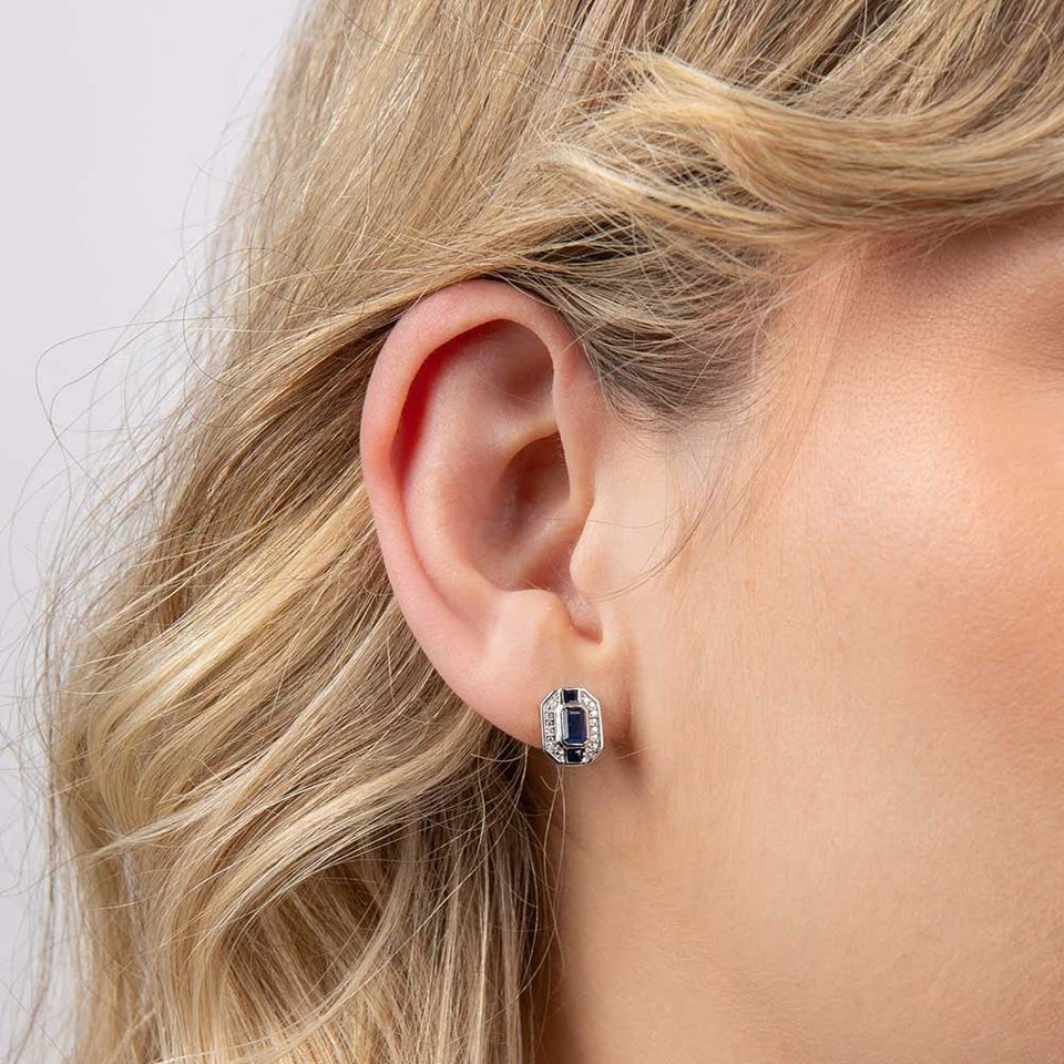 Francis & Gaye 9ct White Gold Sapphire & Diamond Set Earrings