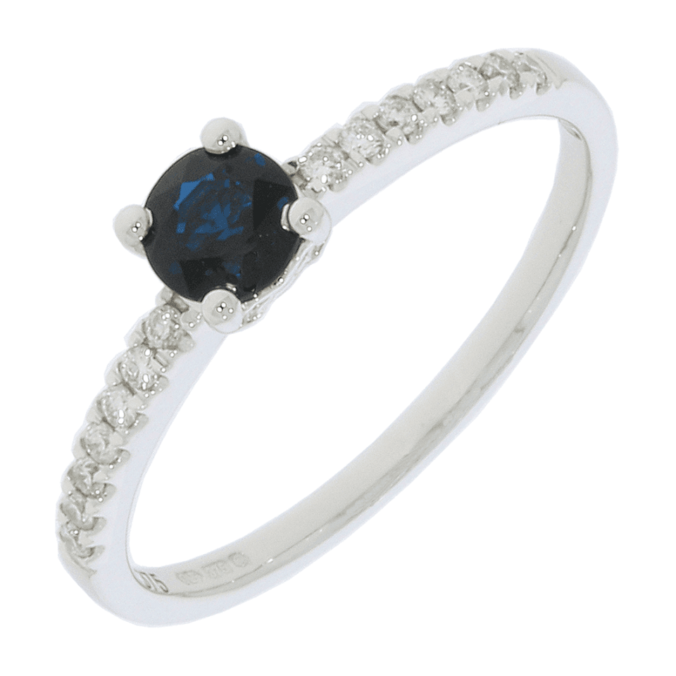 Francis & Gaye 9ct White Gold Sapphire & Diamond Shoulder Ring - Size 'O'