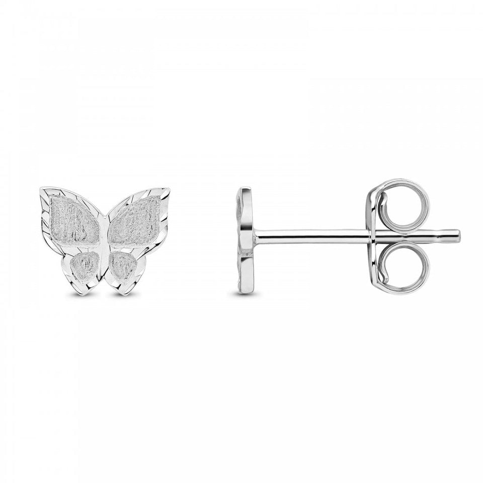 Francis & Gaye 9ct White Gold Satin & Polished Butterfly Earring Studs
