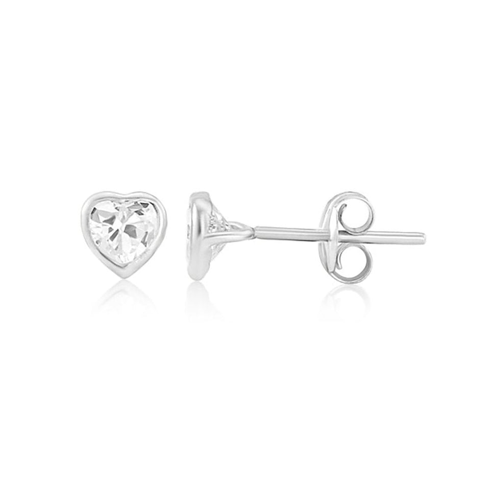 Francis & Gaye 9ct White Gold Small Heart Ear Studs