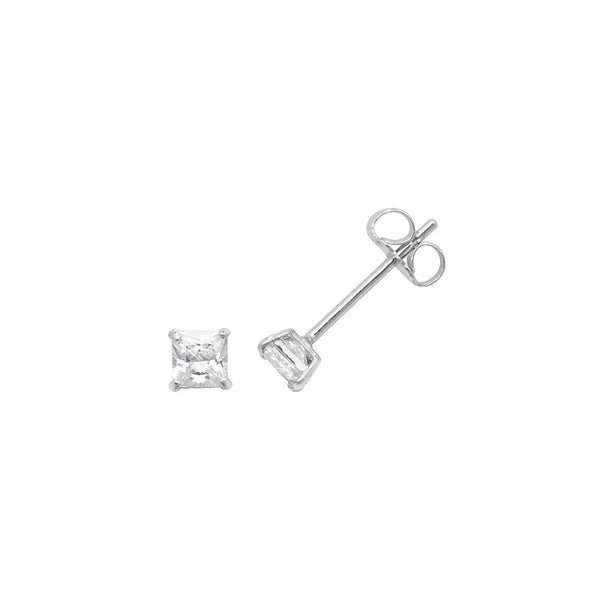 Francis & Gaye 9ct White Gold Square Stone Set Ear Studs