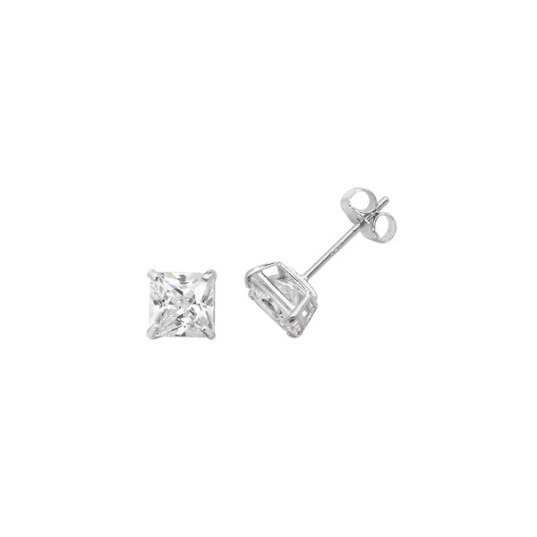 Francis & Gaye 9ct White Gold Square Stone Set Ear Studs