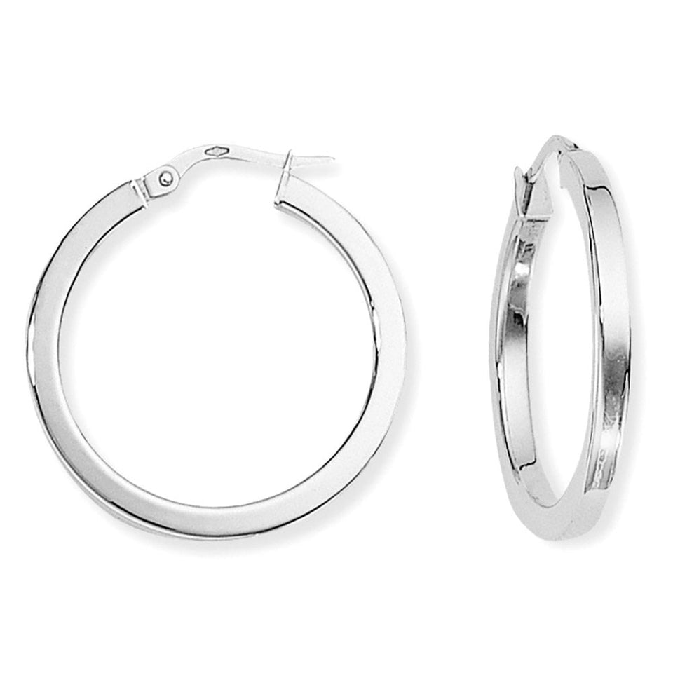 Francis & Gaye 9ct White Gold Square Tube Hoops