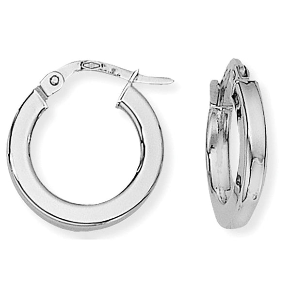 Francis & Gaye 9ct White Gold Square Tube Hoops