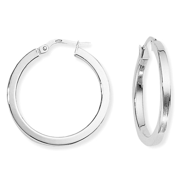 Francis & Gaye 9ct White Gold Square Tube Hoops