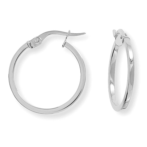 Francis & Gaye 9ct White Gold Square Tube Round Hoop Earrings