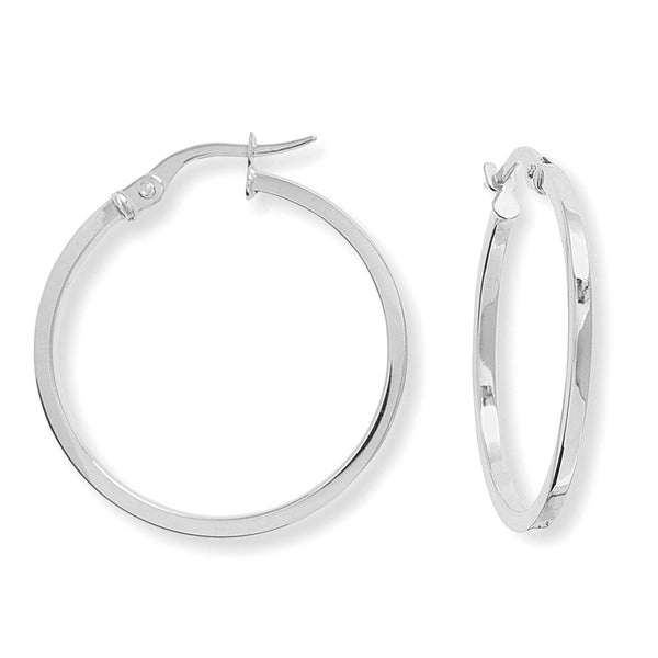 Francis & Gaye 9ct White Gold Square Tube Round Hoop Earrings