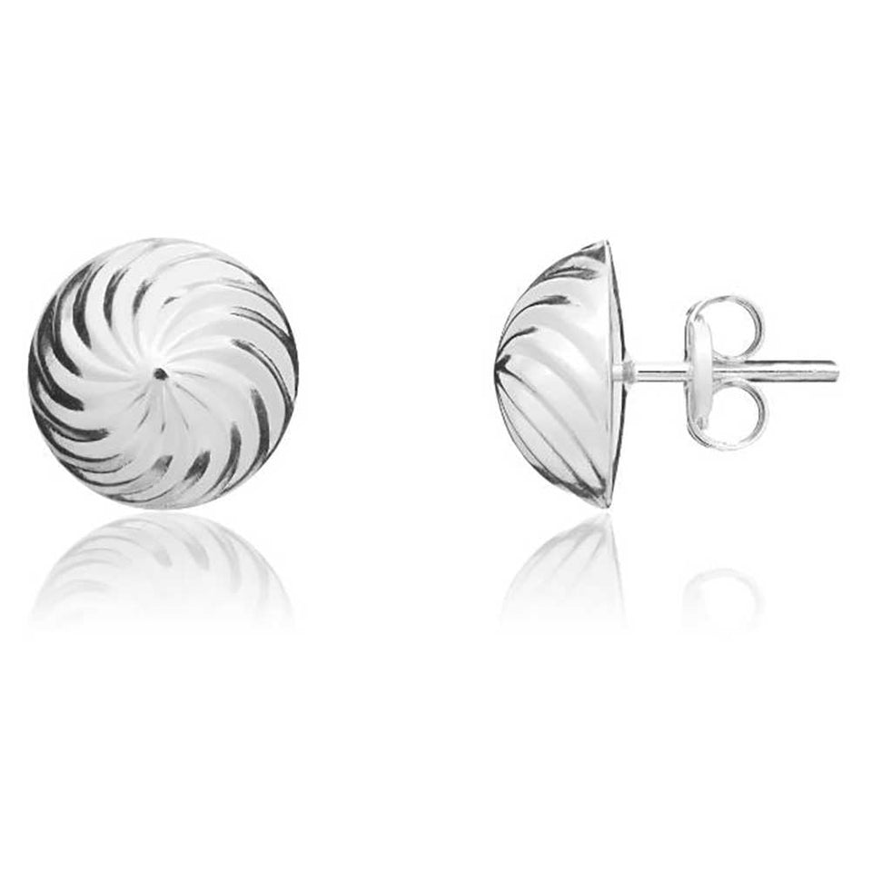 Francis & Gaye 9ct White Gold Swirl Button Stud Earrings