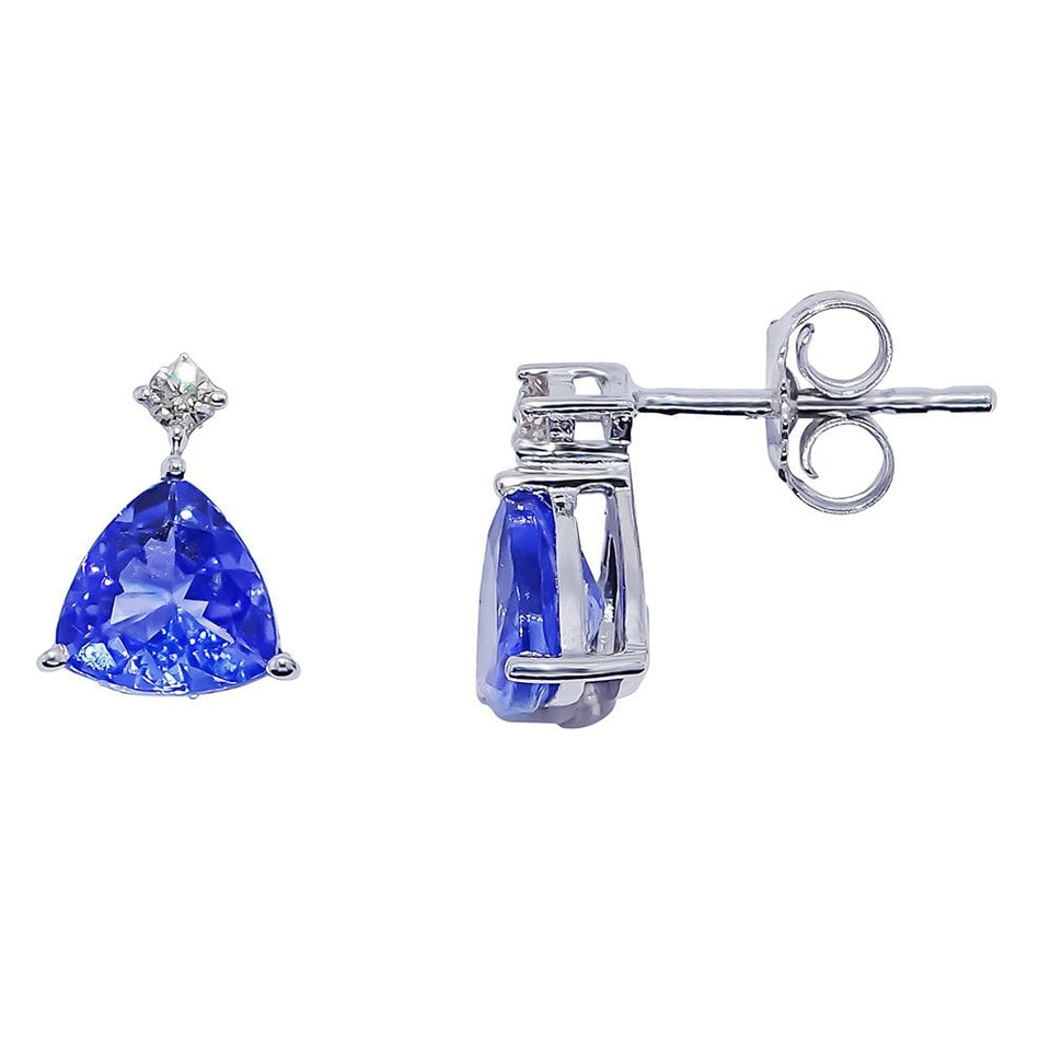 Francis & Gaye 9ct White Gold Tanzanite & Diamond Stud Earrings