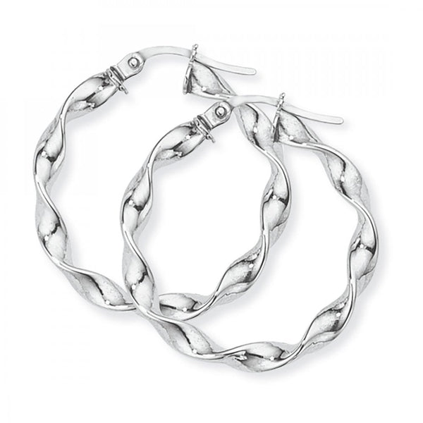 Francis & Gaye 9ct White Gold Twisted Earring Hoops