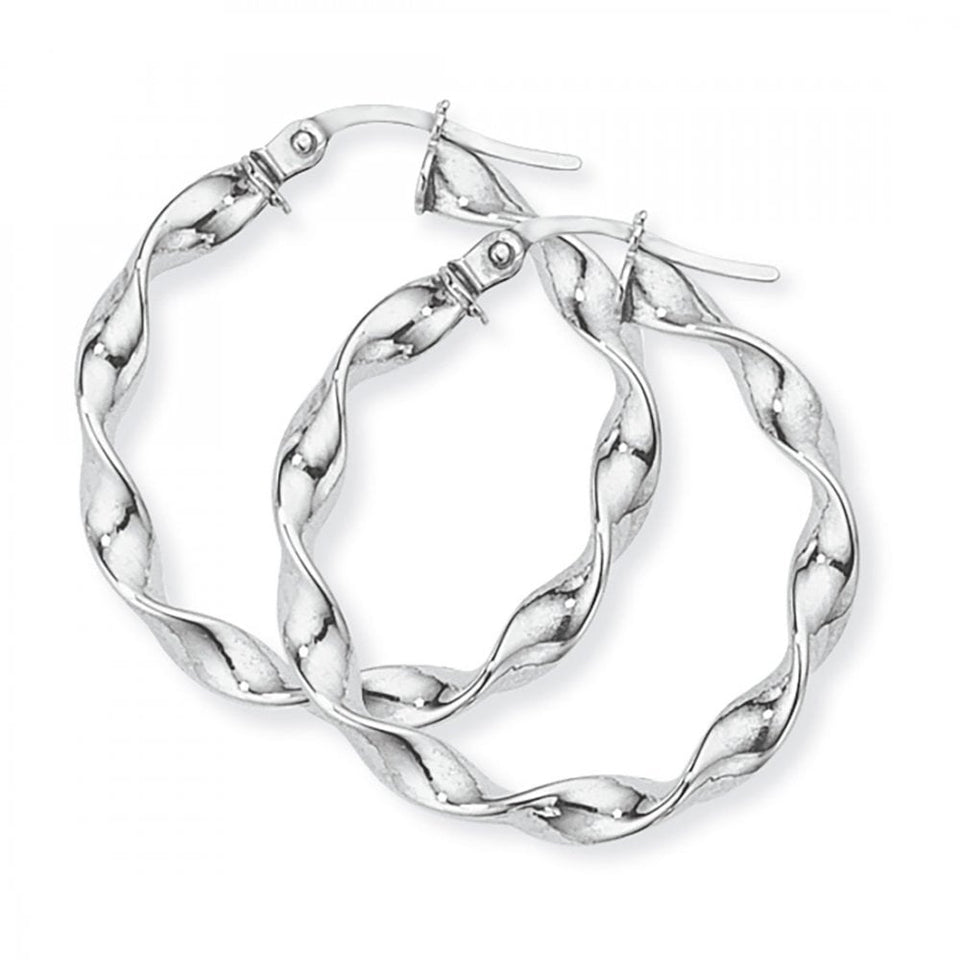 Francis & Gaye 9ct White Gold Twisted Earring Hoops