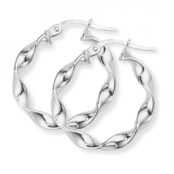 Francis & Gaye 9ct White Gold Twisted Earring Hoops
