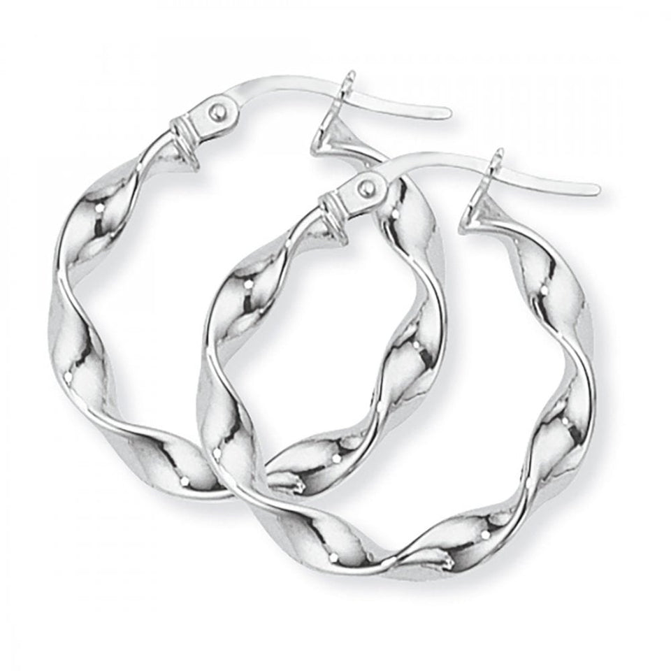 Francis & Gaye 9ct White Gold Twisted Earring Hoops