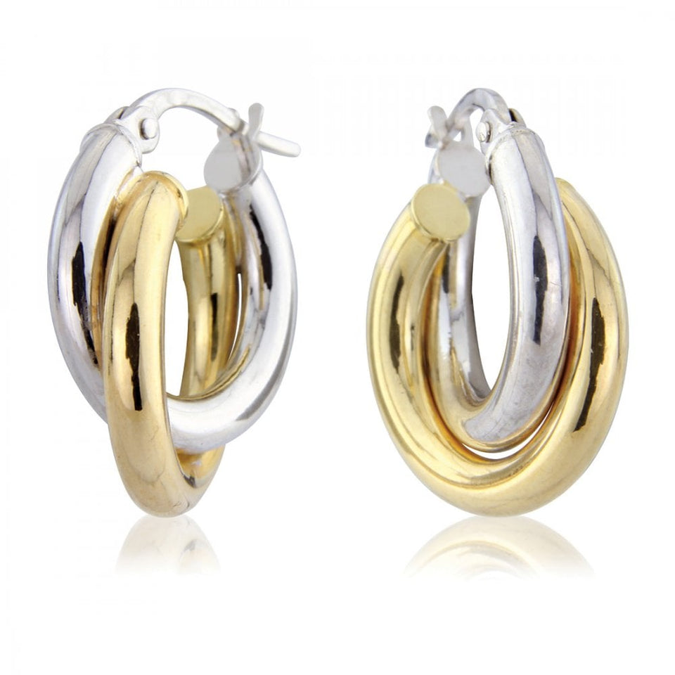 Francis & Gaye 9ct White & Yellow Interlocked Hoop Earrings
