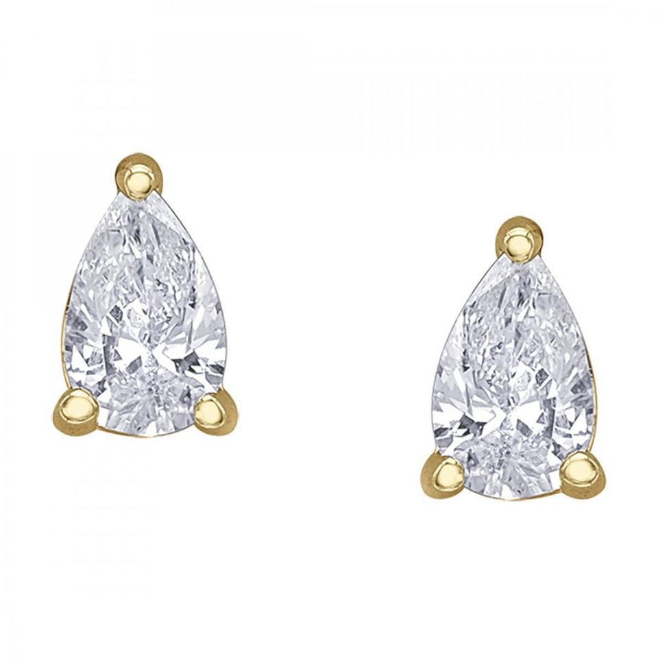Francis & Gaye 9ct Yellow Gold 0.18ct Diamond Pear Studs