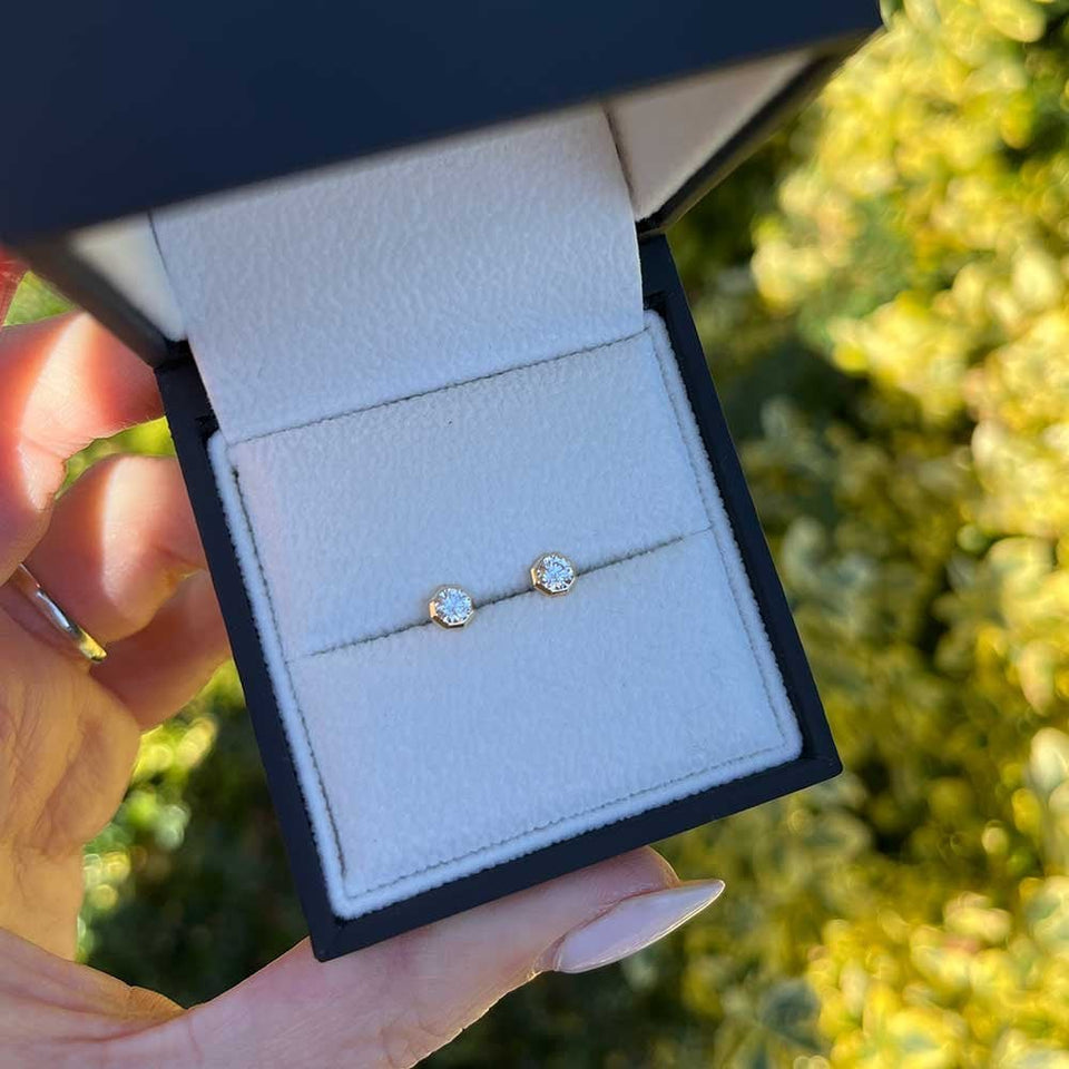 Francis & Gaye 9ct Yellow Gold Laboratory Created Diamond Solitaire Studs