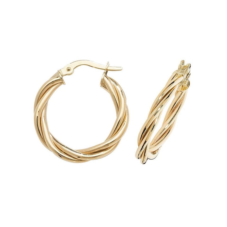 Francis & Gaye 9ct Yellow Gold 10mm Thick Braided Hoops