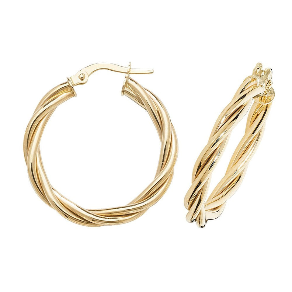 Francis & Gaye 9ct Yellow Gold 10mm Thick Braided Hoops