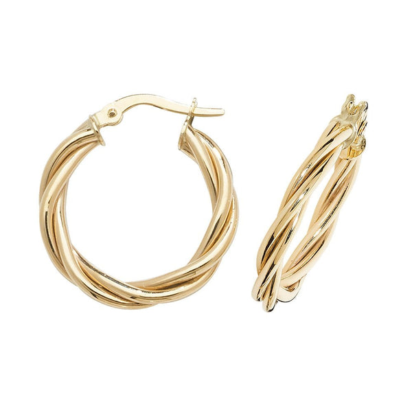 Francis & Gaye 9ct Yellow Gold 10mm Thick Braided Hoops