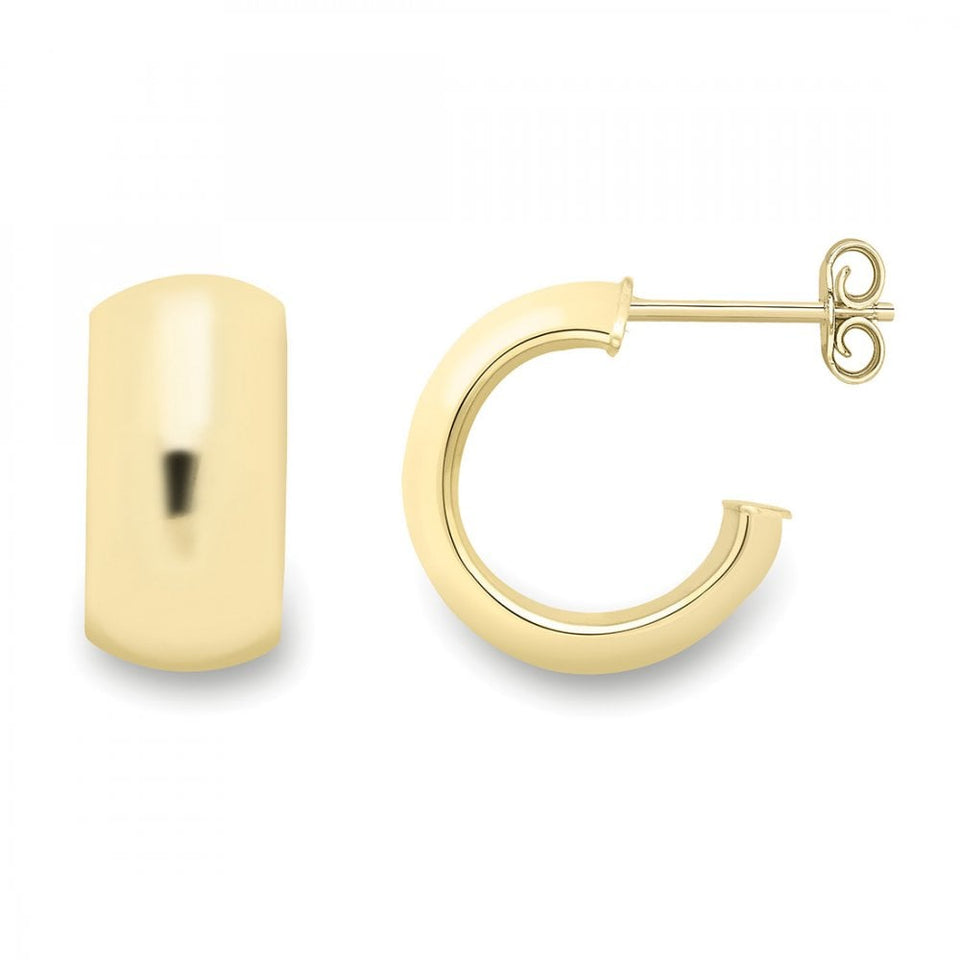 Francis & Gaye 9ct Yellow Gold 10mm Wide Huggie Hoops