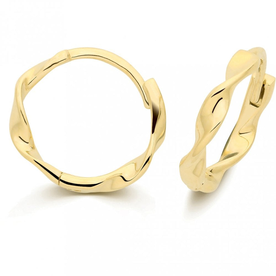 Francis & Gaye 9ct Yellow Gold 11mm Twisted Huggie Hoops