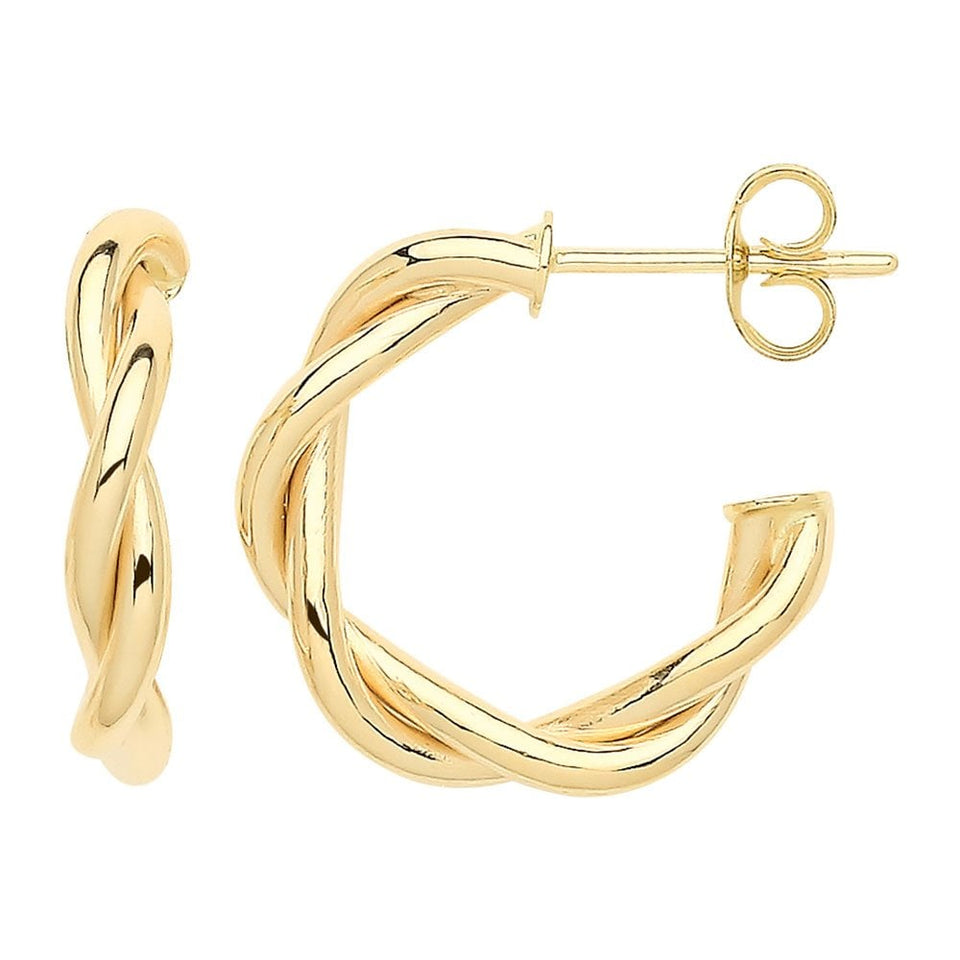 Francis & Gaye 9ct Yellow Gold 12mm Twisted Hoops with Post
