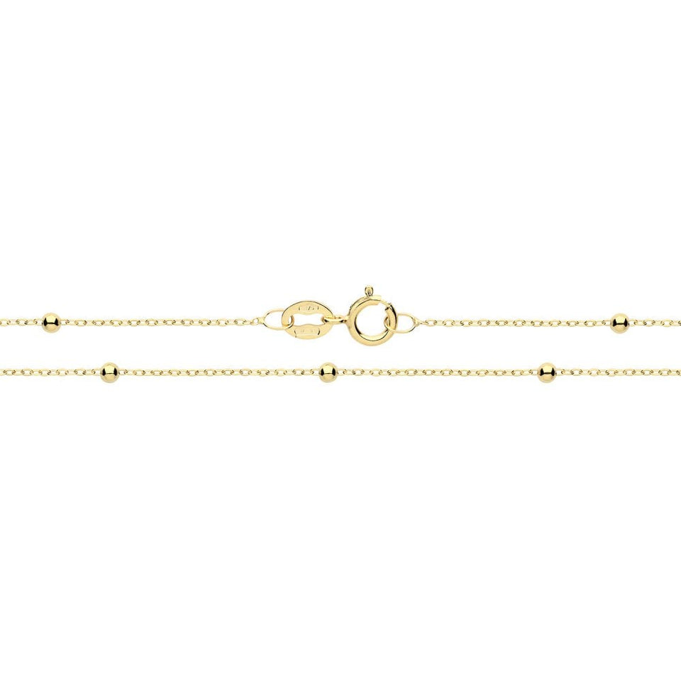 Francis & Gaye 9ct Yellow Gold 18inch Beaded Chain